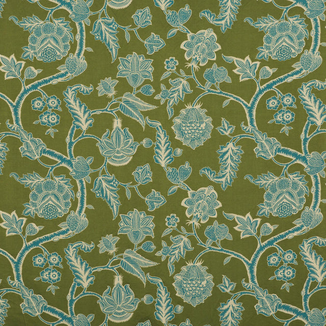 G P & J Baker KELWAY MOSS/TEAL Drapery Fabric