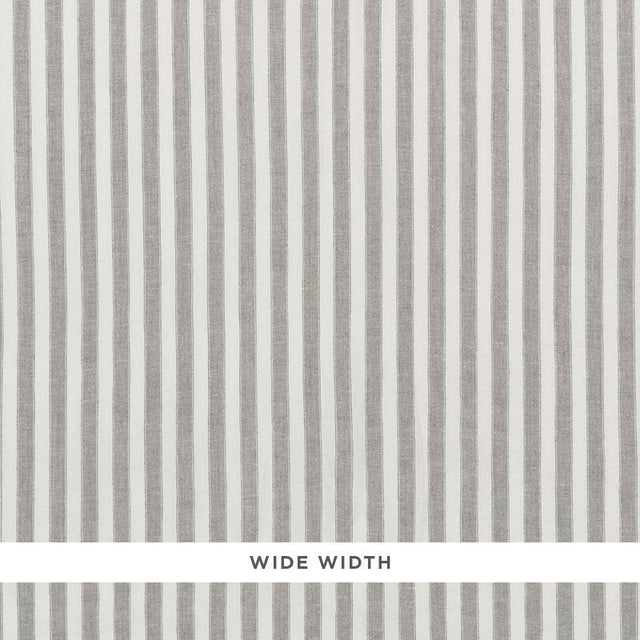 Schumacher Regatta Linen Stripe Sheer Stone Fabric
