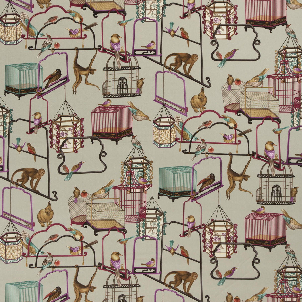 G P & J Baker MENAGERIE VELVET AQUA Fabric