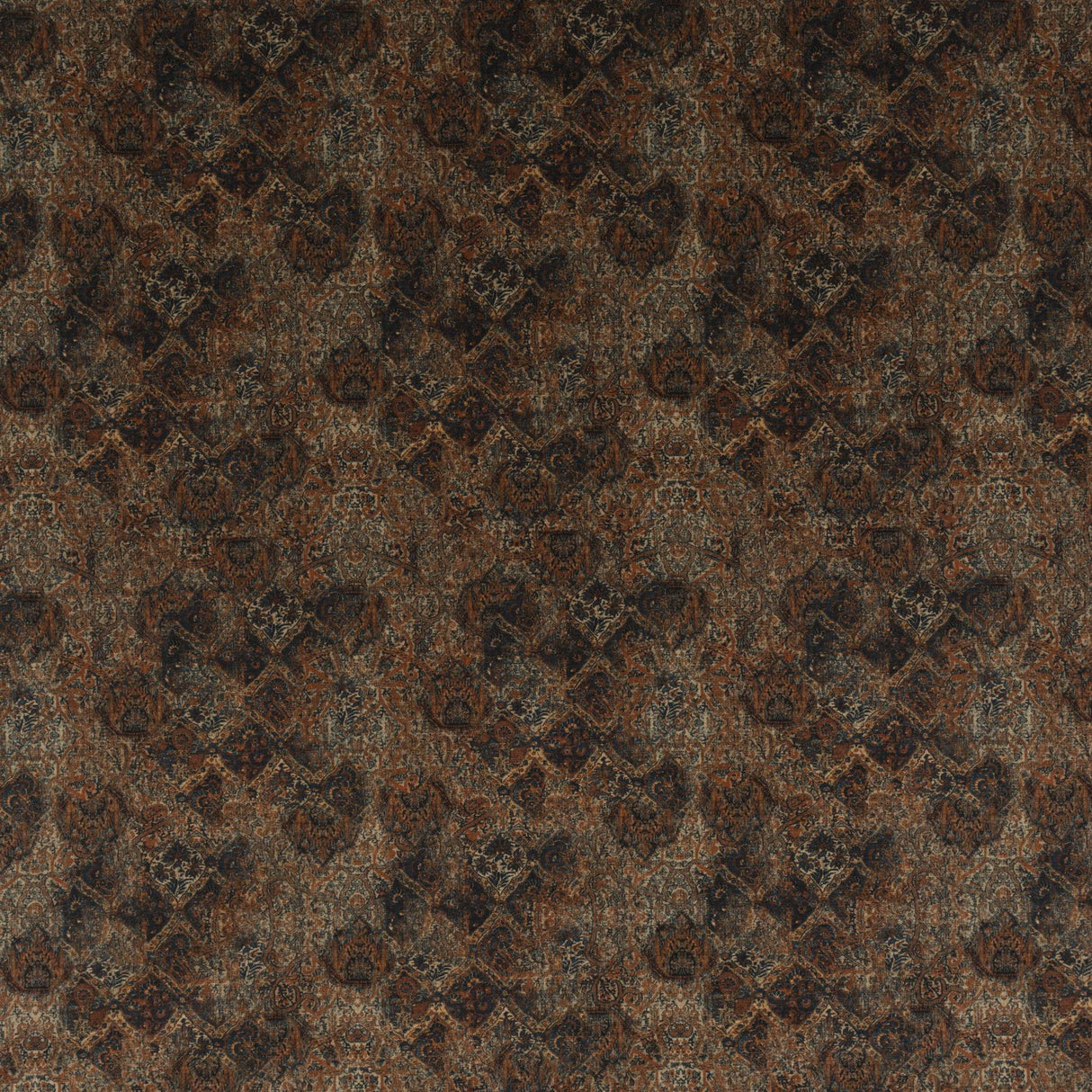 Mulberry BOHEMIAN VELVET TEAL/SPICE Upholstery Fabric