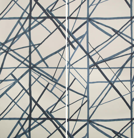 Lee Jofa CHANNELS PAPER PERIWINKLE/OAT Wallpaper