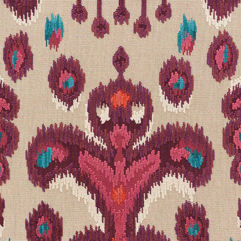 Schumacher Tabriz Ikat Velvet Aubergine Fabric