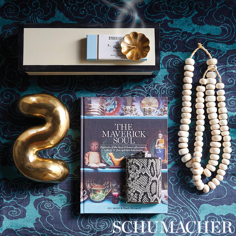 Schumacher Sozan Velvet Peacock Fabric