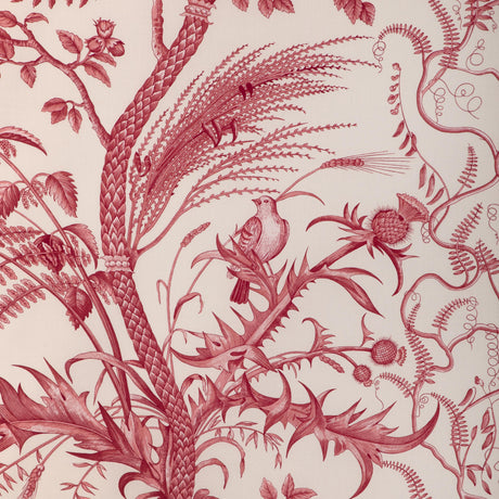 Brunschwig & Fils BIRD AND THISTLE COTTON PRINT RED Fabric
