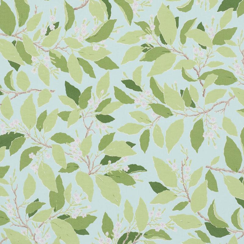 Schumacher Dogwood Leaf Aqua Fabric