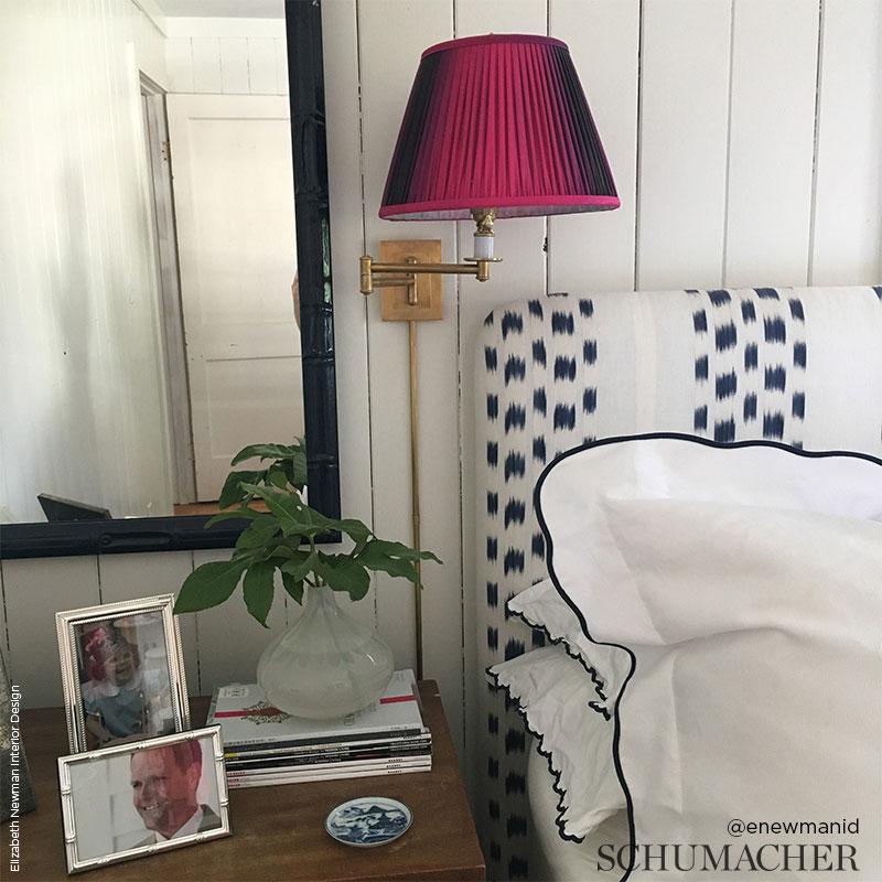 Schumacher Izmir Ikat Stripe Sky Fabric