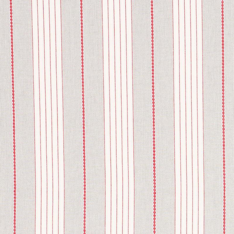 Schumacher Audrey Stripe Grey & Red Fabric