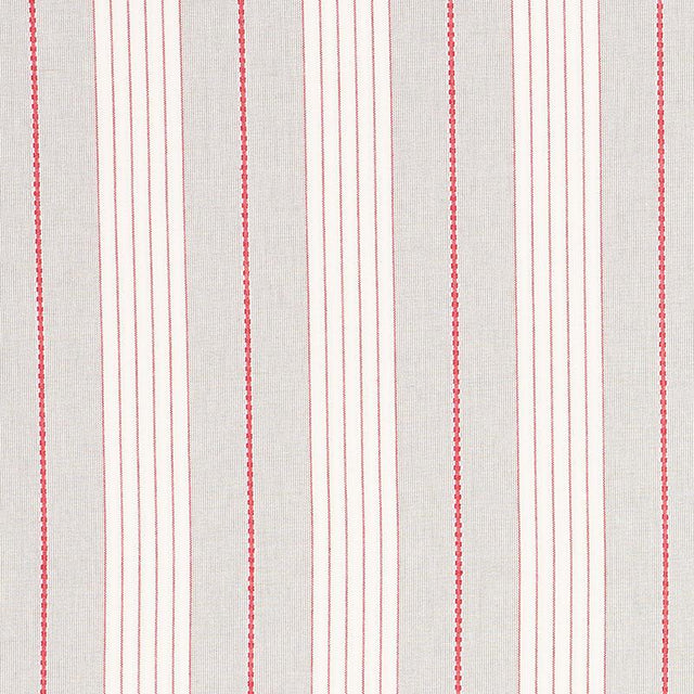 Schumacher Audrey Stripe Grey & Red Fabric