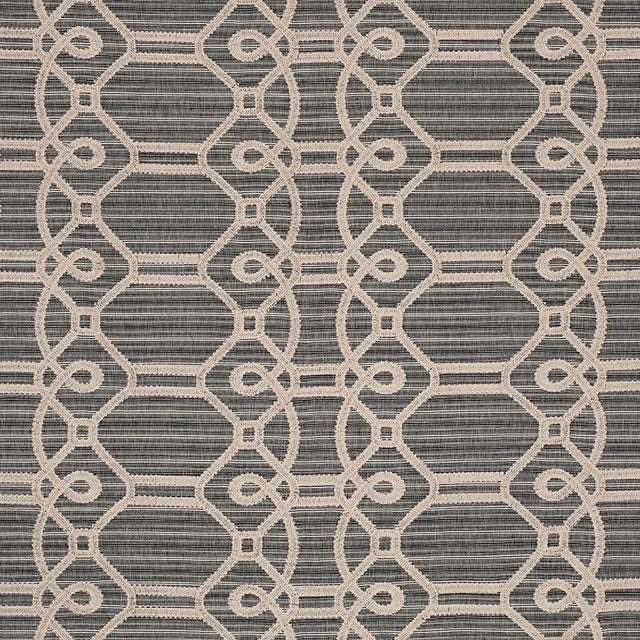 Schumacher Ziz Embroidery Coal Fabric