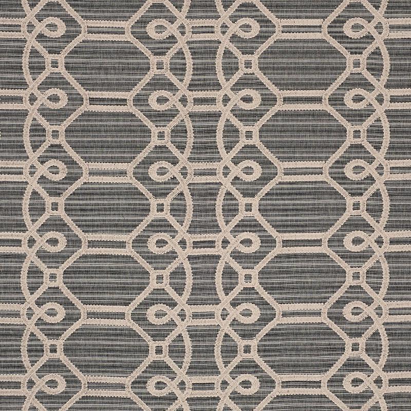 Schumacher Ziz Embroidery Coal Fabric