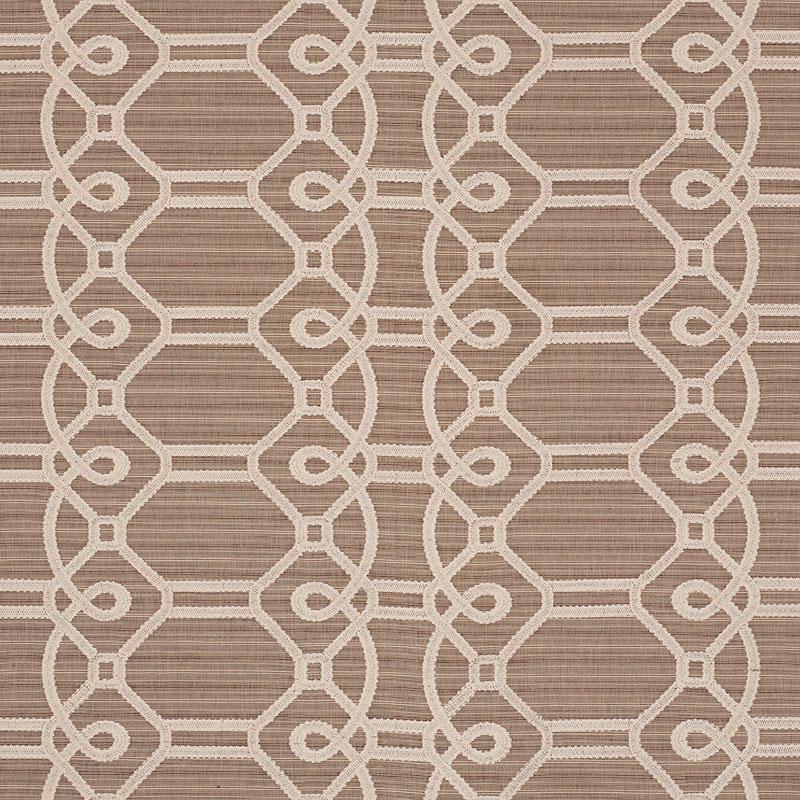 Schumacher Ziz Embroidery Mocha Fabric