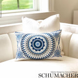 Schumacher Idris Embroidery Blues Fabric