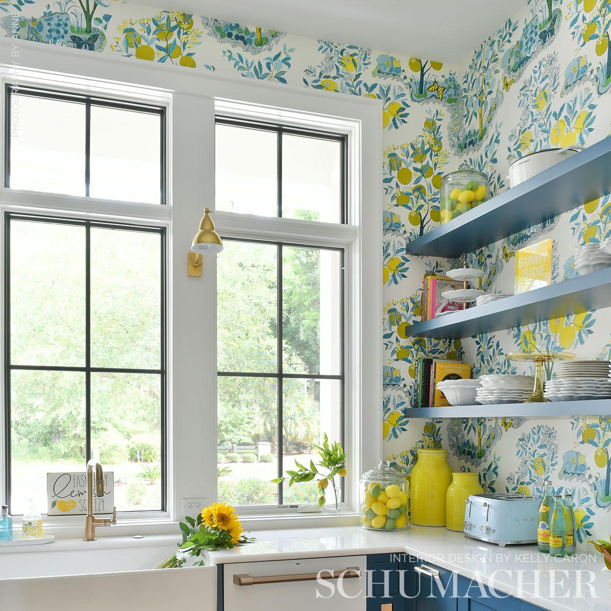 Schumacher Citrus Garden Panel Set Pool Wallpaper – DecoratorsBest