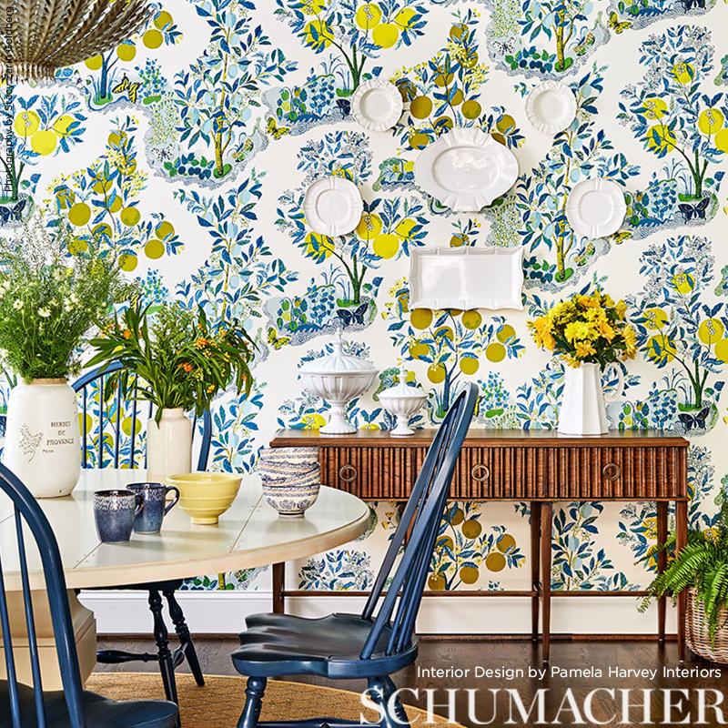 Schumacher Citrus Garden Panel Set Pool Wallpaper – DecoratorsBest