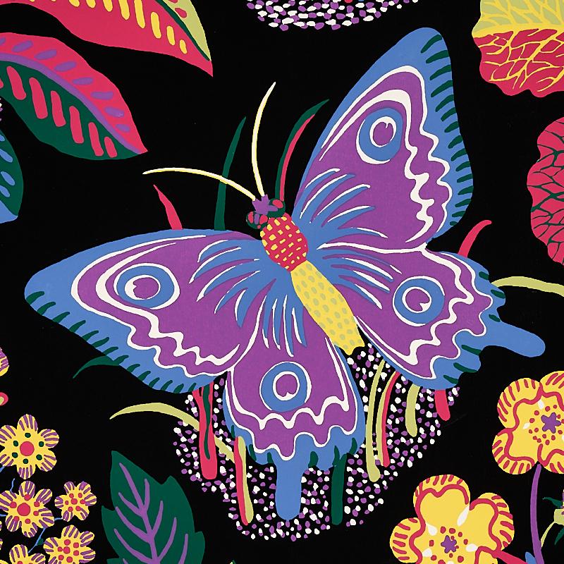 Schumacher Exotic Butterfly Black Wallpaper