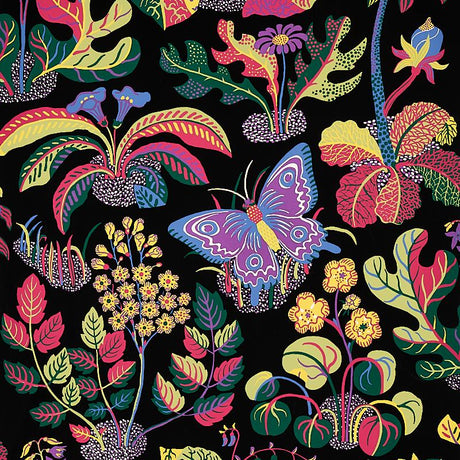 Schumacher Exotic Butterfly Black Wallpaper