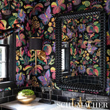 Schumacher Exotic Butterfly Black Wallpaper
