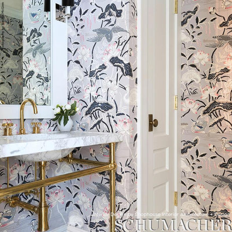 Schumacher Lotus Garden Lilac Wallpaper