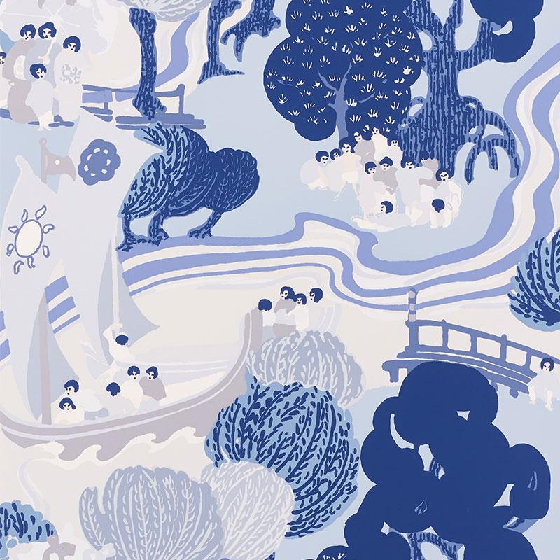 Schumacher Pearl River Blues Wallpaper