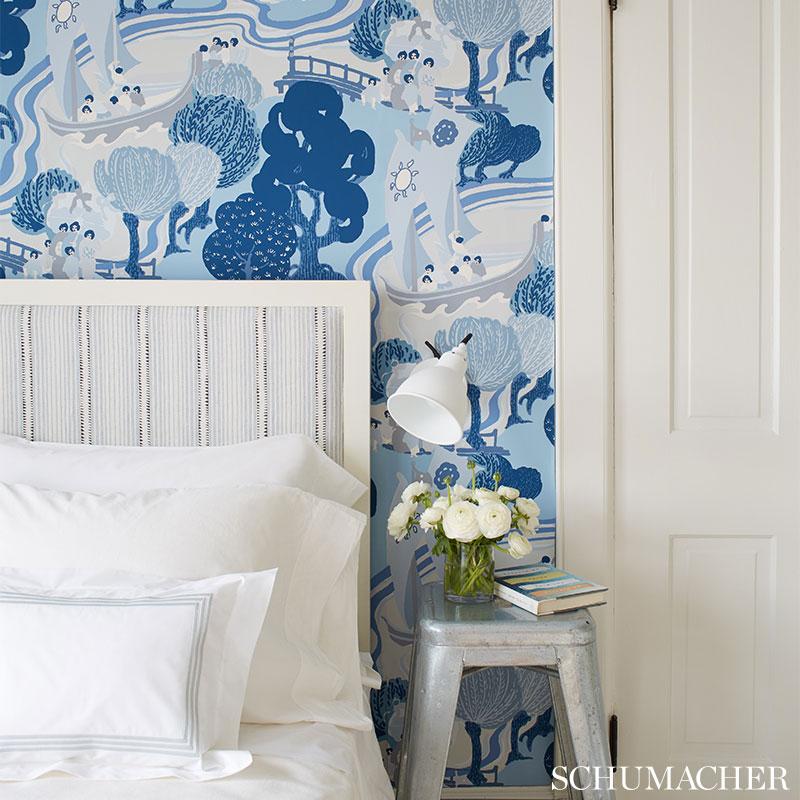Schumacher Pearl River Blues Wallpaper