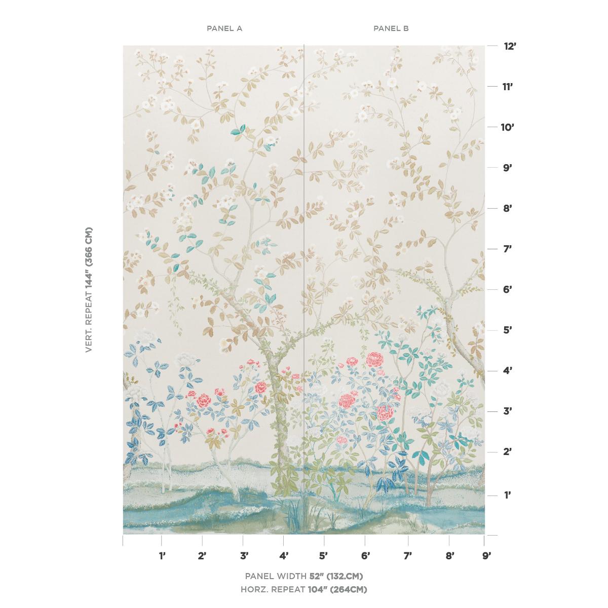 Schumacher Madame De Pompadour Panel Set Alabaster Wallpaper