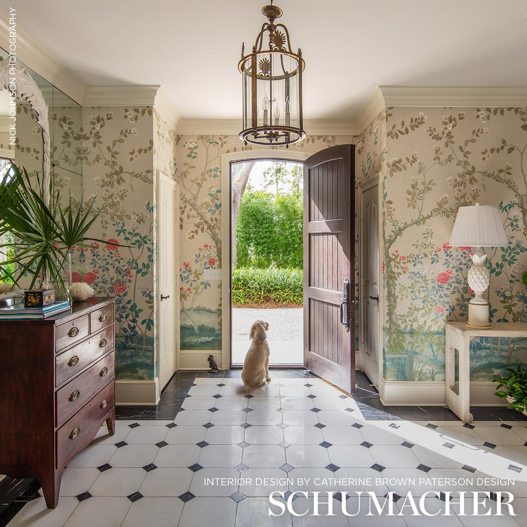 Schumacher Madame De Pompadour Panel Set Alabaster Wallpaper