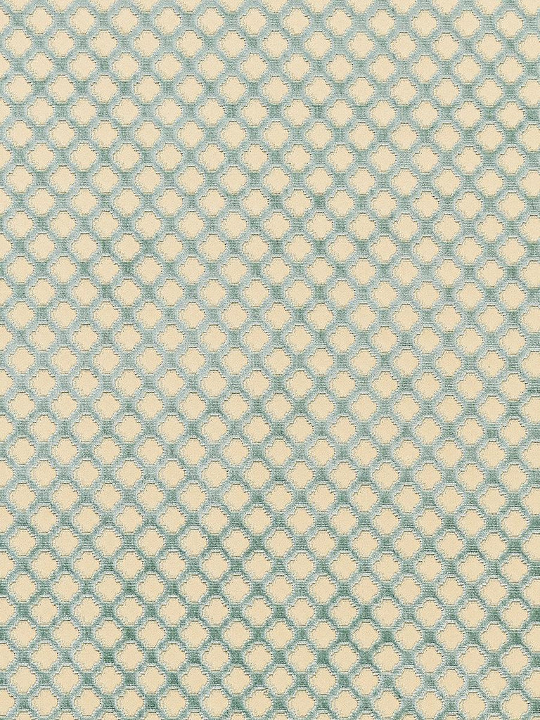Scalamandre Pomfret - Silk Blue On Beige Fabric