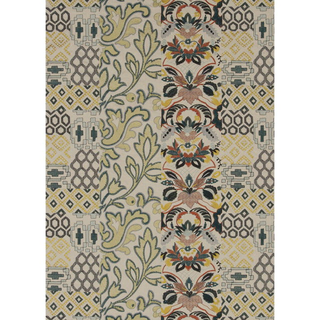 G P & J Baker QUEEN'S SAMPLER AMBER/EMERALD Fabric