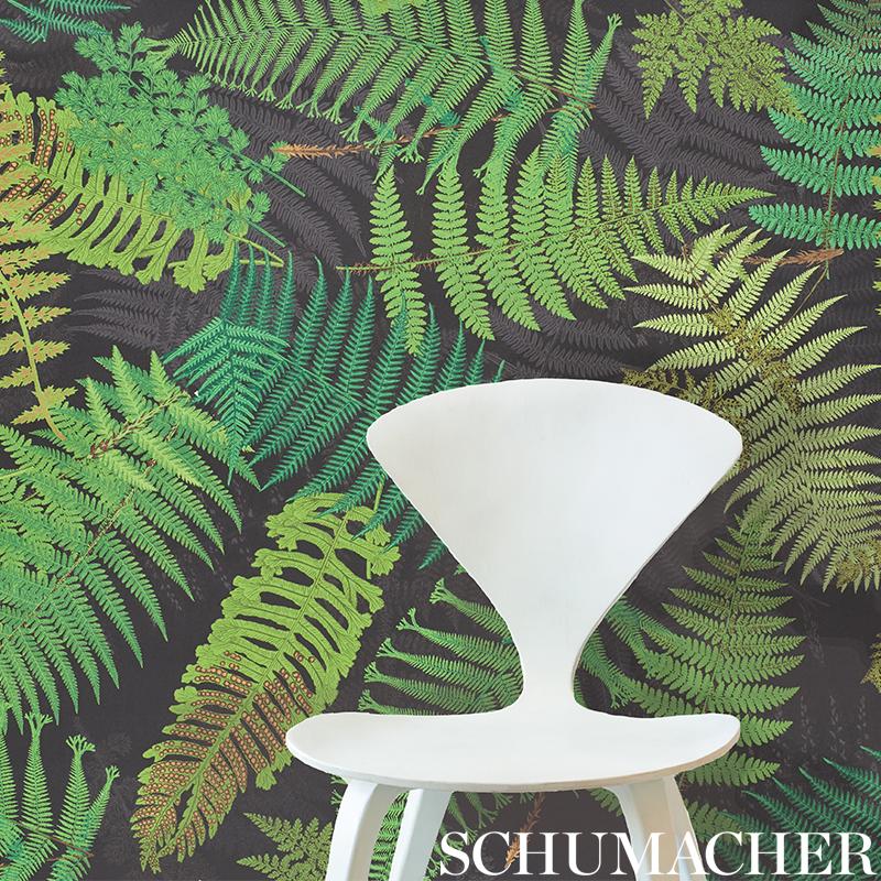 Schumacher Fernarium Black & Leaf Wallpaper