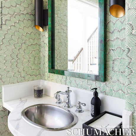 Schumacher Feather Bloom Sisal Emerald & Ore Wallpaper