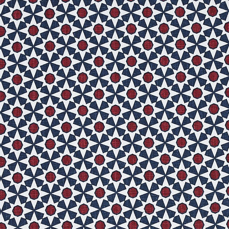 Schumacher Serendipity Navy & Red Fabric