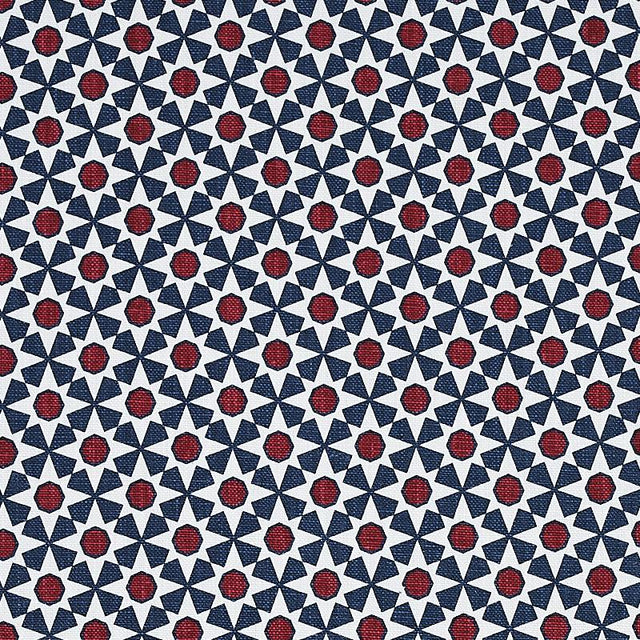 Schumacher Serendipity Navy & Red Fabric