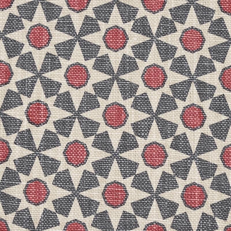 Schumacher Serendipity Slate & Rouge Fabric