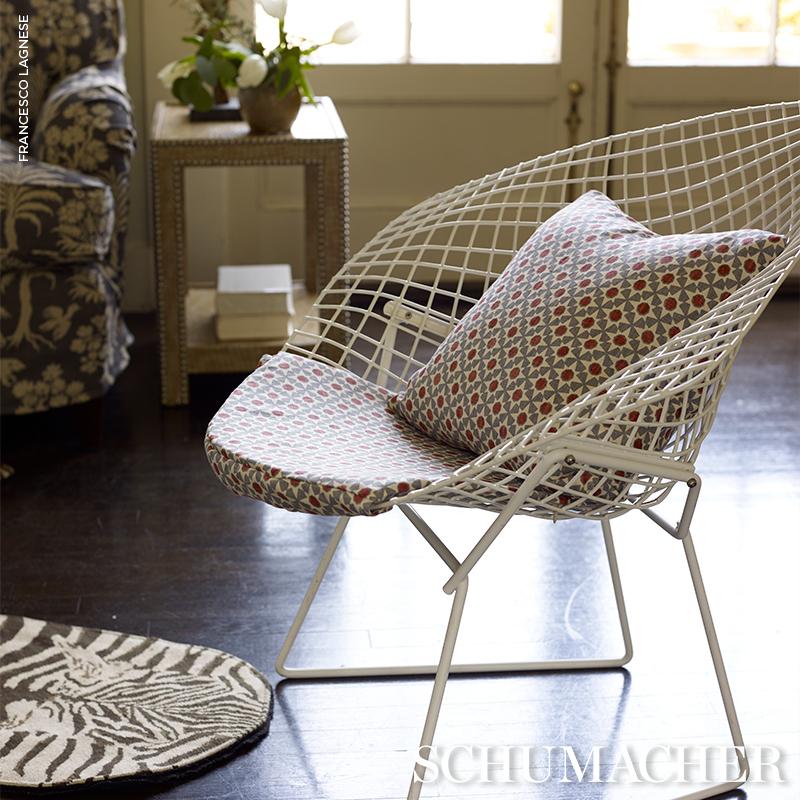 Schumacher Serendipity Slate & Rouge Fabric