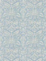 Scalamandre Mansfield Damask Print Bluestone & Silver Fabric