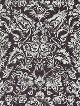 Scalamandre Mansfield Damask Print Graphite & Silver Fabric