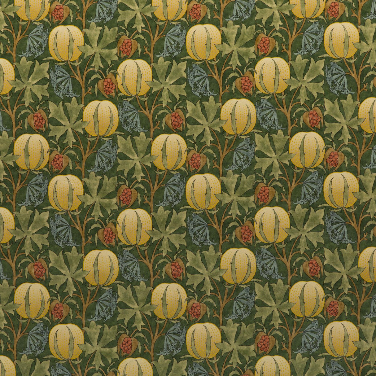 G P & J Baker PUMPKINS VELVET GREEN/TERRACOTTA Fabric