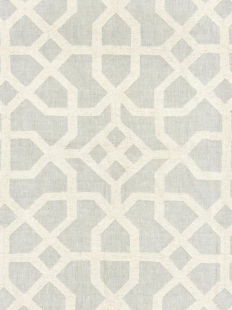 Scalamandre Linen Lattice Mineral & Greige Fabric