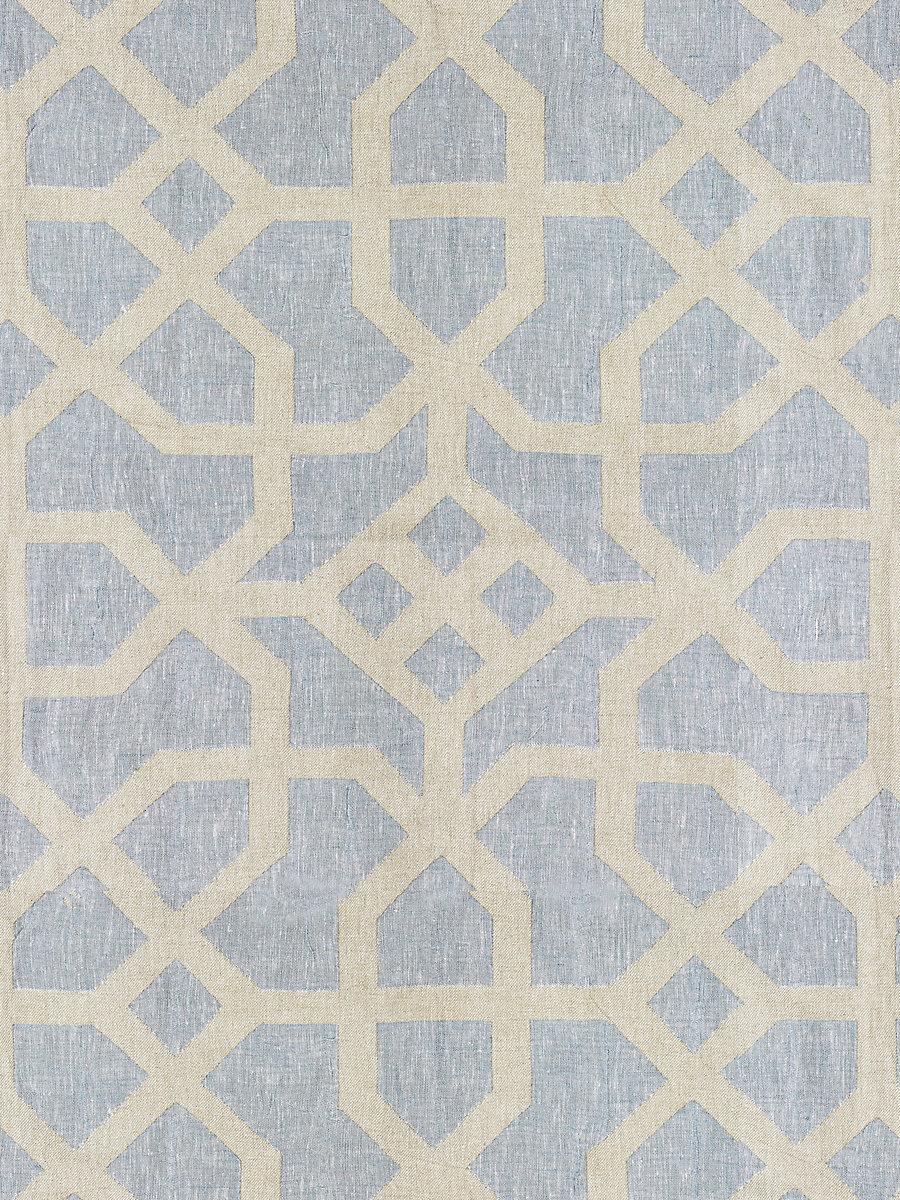 Scalamandre Linen Lattice Bluestone & Fog Fabric