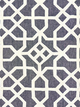 Scalamandre Linen Lattice Indigo & Greige Fabric