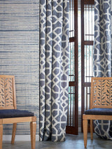 Scalamandre Linen Lattice Indigo & Greige Fabric