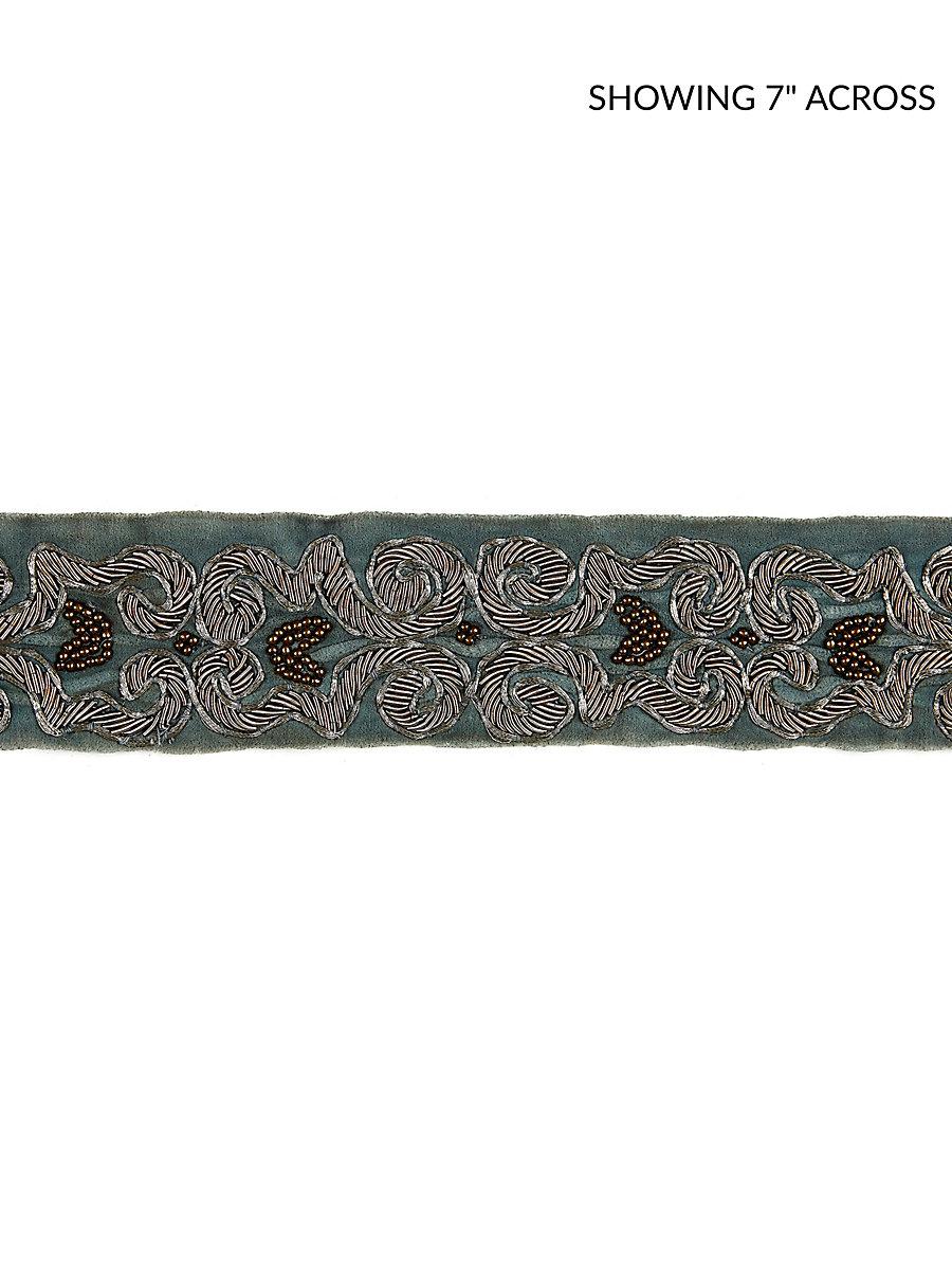 Scalamandre Zardozi Velvet Tape Mineral & Pewter Trim