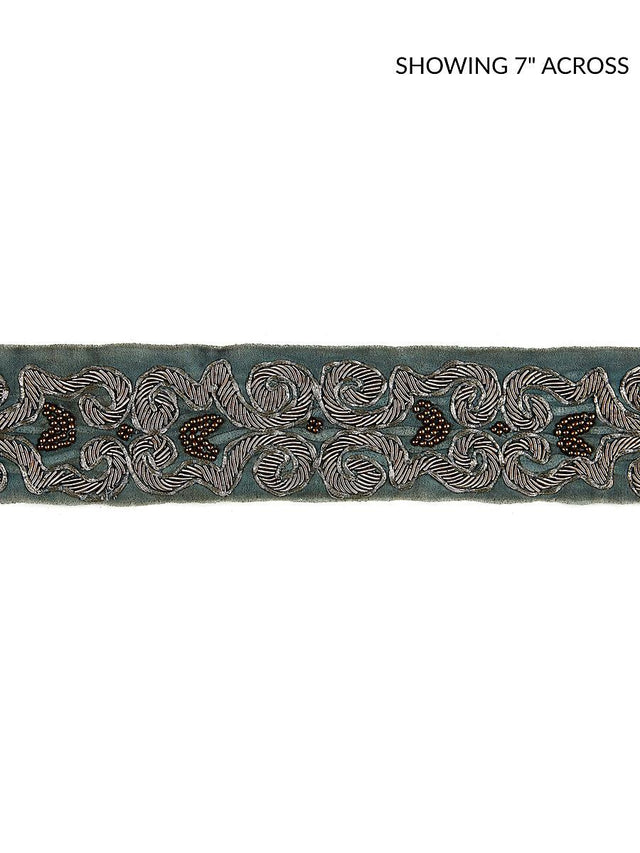 Scalamandre Zardozi Velvet Tape Mineral & Pewter Trim