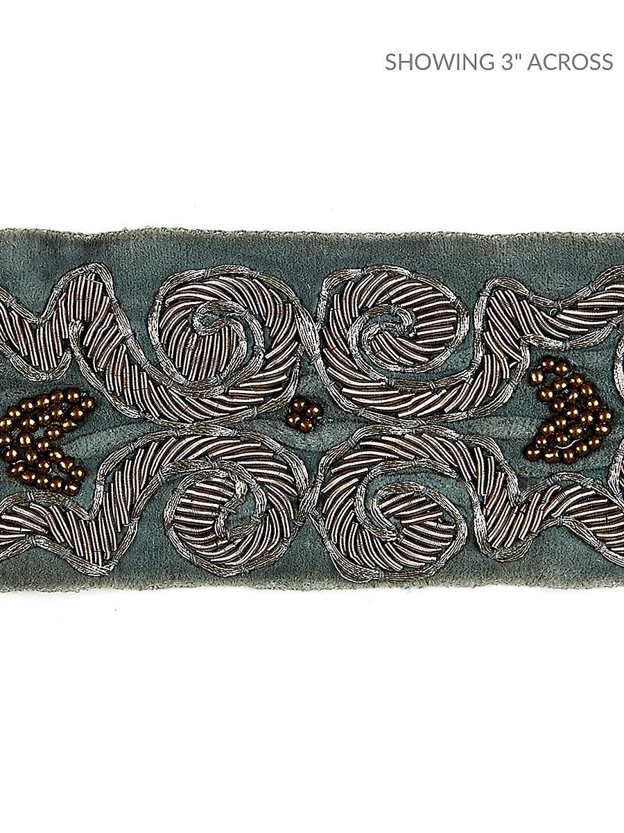 Scalamandre Zardozi Velvet Tape Mineral & Pewter Trim
