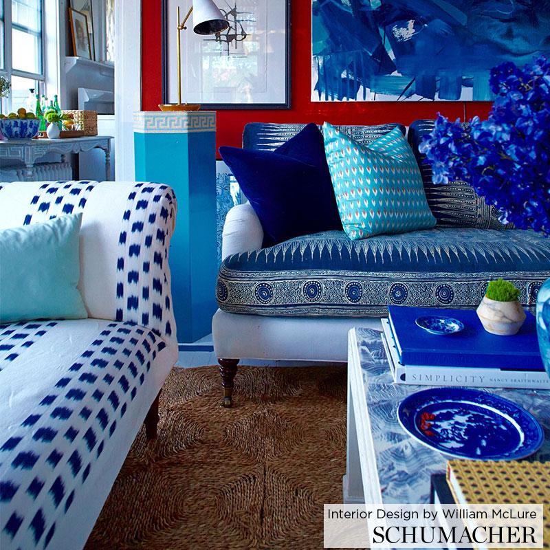 Schumacher Izmir Ikat Stripe Indigo Fabric