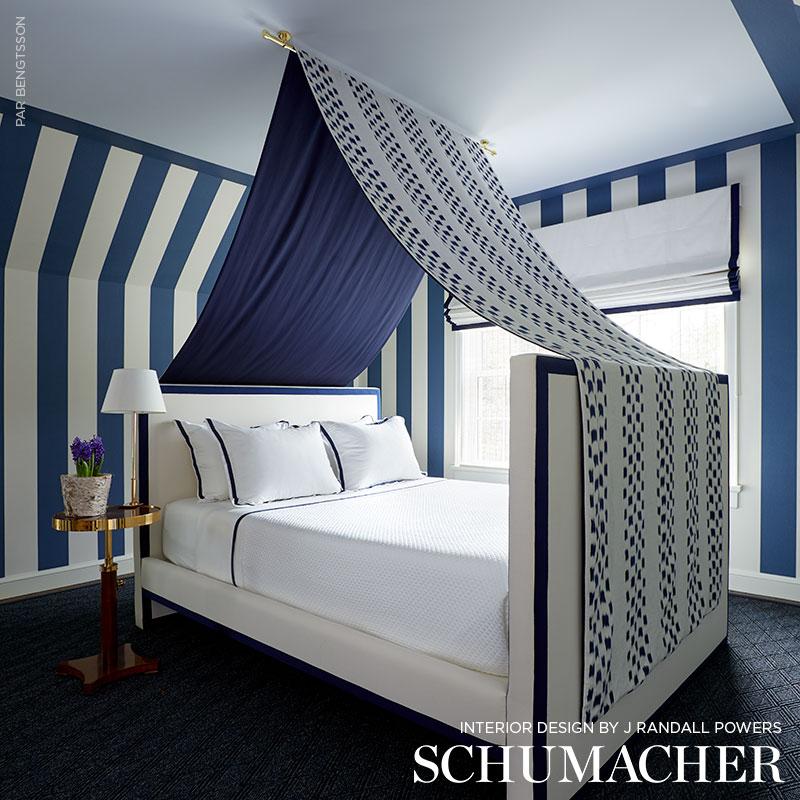 Schumacher Izmir Ikat Stripe Indigo Fabric