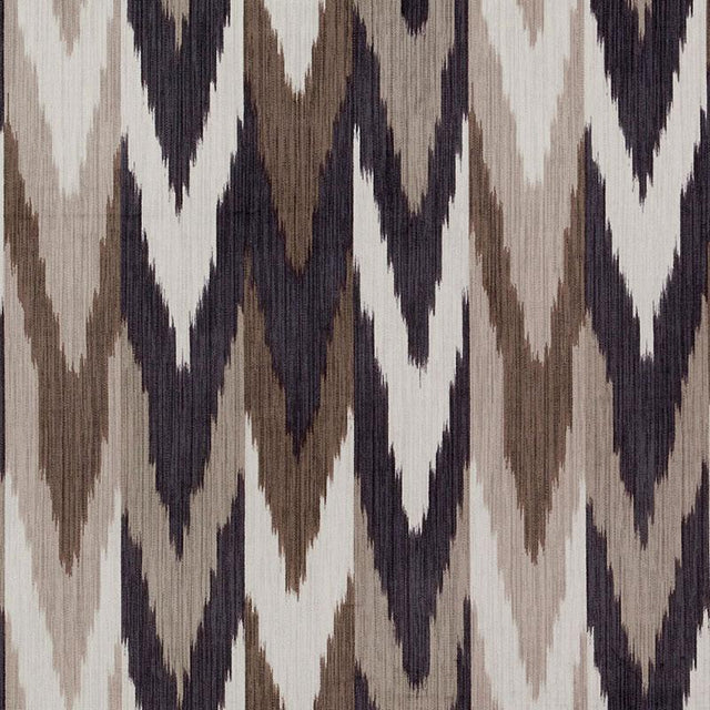 Schumacher Kashgar Velvet Ikat Carbon & Teak Fabric
