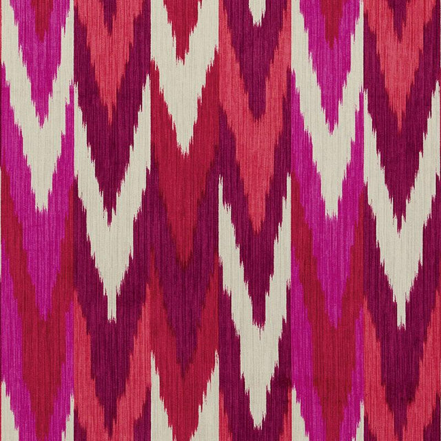 Schumacher Kashgar Velvet Ikat Ruby & Plum Fabric