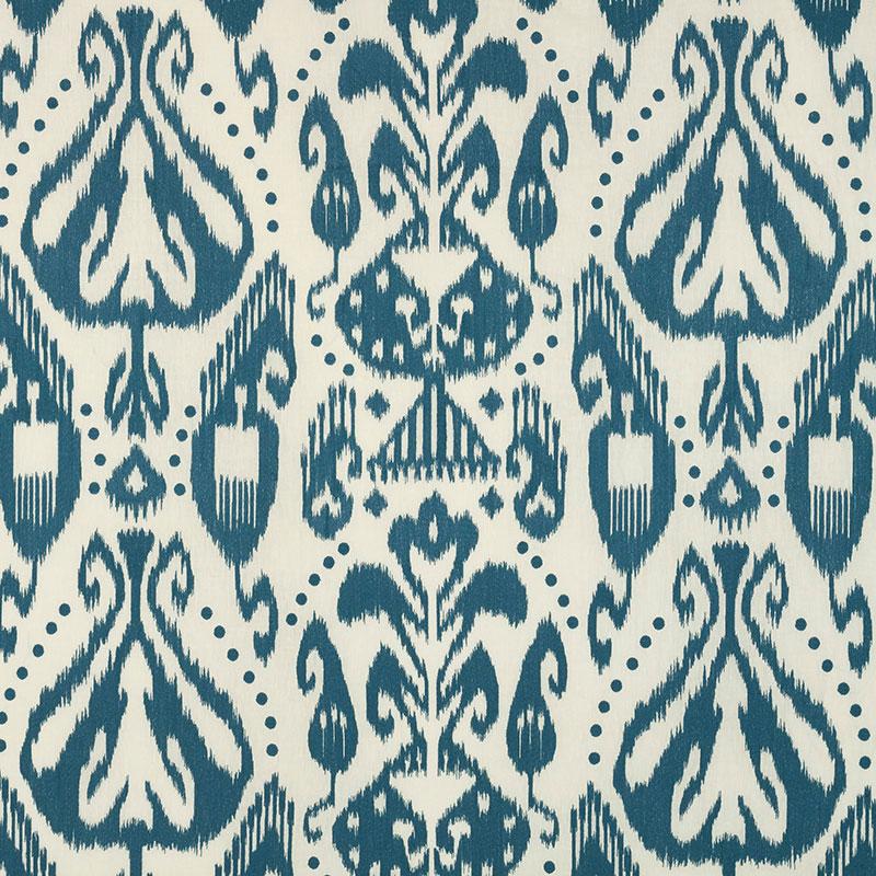 Schumacher Kiva Embroidered Ikat Lapis Fabric
