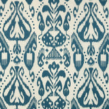 Schumacher Kiva Embroidered Ikat Lapis Fabric